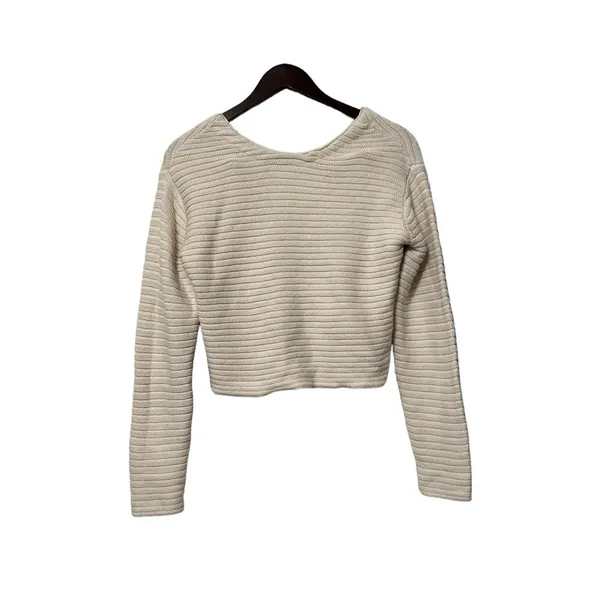 OAK + FORT Cream Ribbed Texture Sweater Pullover Top Size XS - Image 6