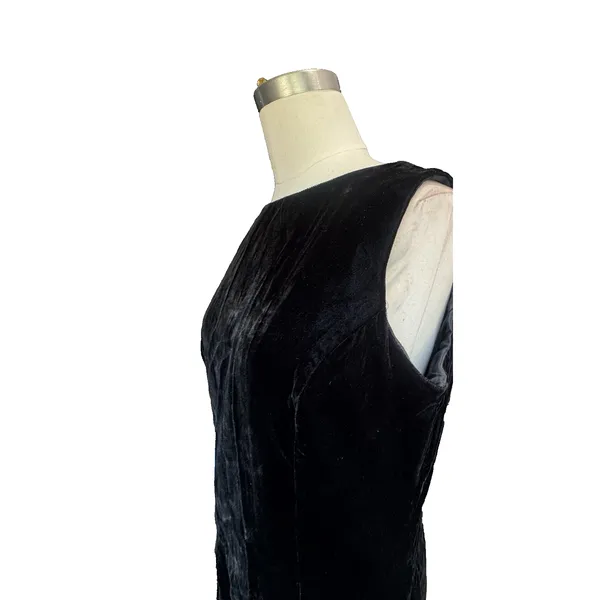 VTG Scott McClintock Black Velvet Maxi Dress Sz 12 USA Made Sleeveless Slit - Image 6