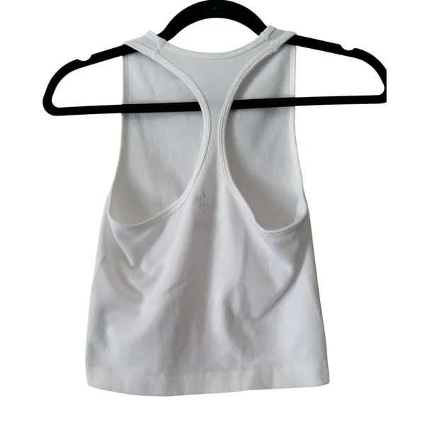 Free People Intimately White Ribbed Racerback Cropped Tank Top Women’s size XS/S - Image 2