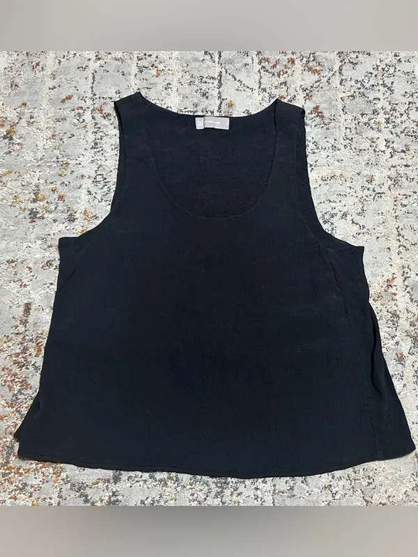 EVERLANE Naia Ripple Tank black size Large Petite - Image 10