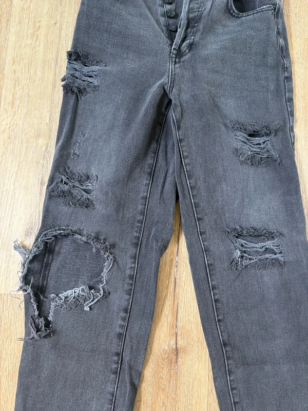 PacSun Black Distressed High Rise Straight Jeans - Image 3