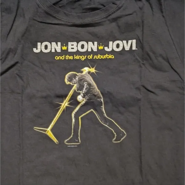 NEW Jon Bon Jovi Womens M Medium Black Vegas‎ Tour 2013 Tee Babydoll T-Shirt Top - Image 2