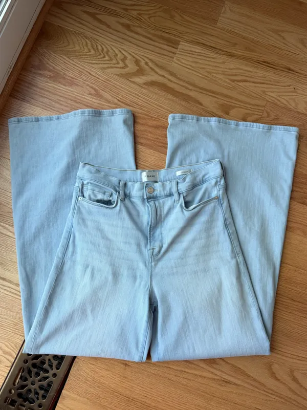 FRAME Le Palazzo High Rise Wide Leg Jeans Light Wash Size 31 NWT $288 - Image 4