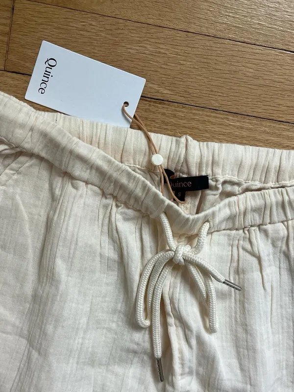 Quince Cream Wide-Leg Drawstring Pants - Image 3