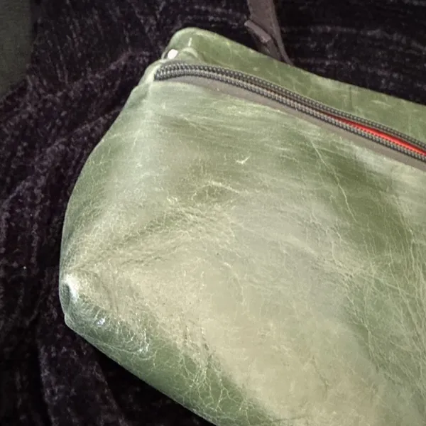 TANO leather handbag | shoulder strap, medium size U2k Green Brown Purse‎ - Image 6