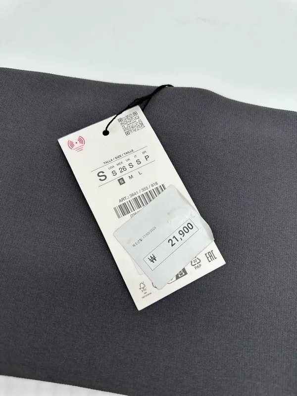 ZARA NWT Gray Strapless Tube Crop Top Size Small | Bandeau Stretch Ribbed - Image 6