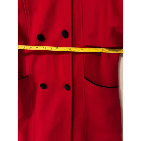 Mario De Pinto Vintage Red Wool Blend Double‎ Breasted Long Coat Womens USA Made - Image 4