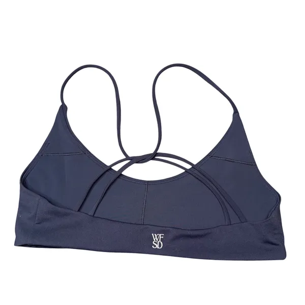 White Fox Swim Bikini Top Women Medium Navy Blue Excellent Strappy Criss Cross - Image 2