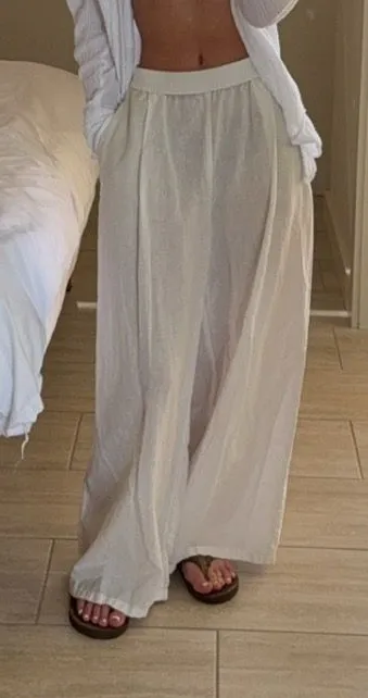 ZARA Linen Pants White - Image 2