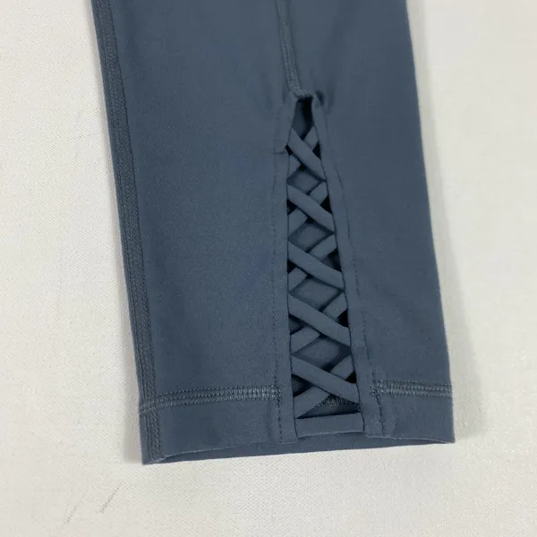 Yogalicious Leggings Womens Medium Blue Cropped Lattice Ankle Yoga Pants‎ Gym - Image 4