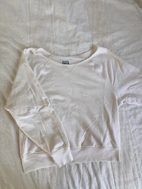 American Eagle Light beige off the shoulder sweatshirt - Image 2