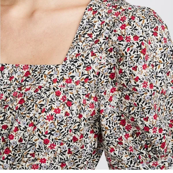 Free People Heartlands Floral Puff Sleeve Tiered Cotton Midi Maxi Dress Size S - Image 11