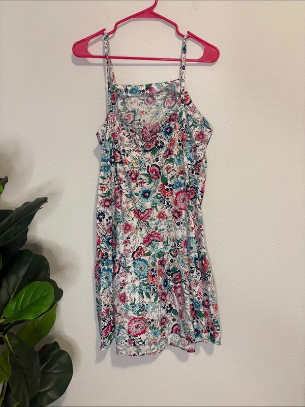 chloe+rene Floral Spaghetti-Strap Dress in Teal & Pink - Image 6