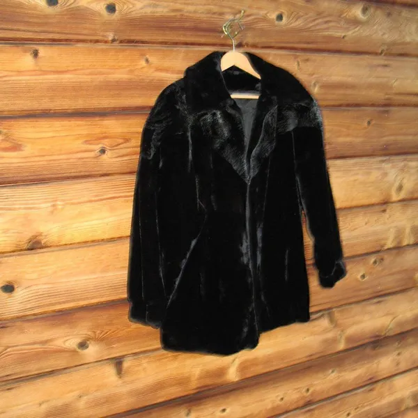 Vintage Black Luxe Faux Fur Jacket Coat - Image 2