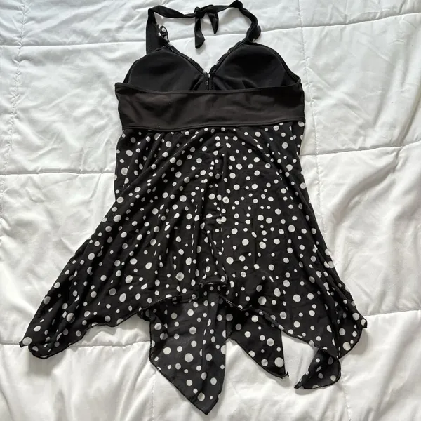Womens Swimsuit Bathing Suit Black White Polka Dot‎ Beach Summer Goth Grunge - Image 4