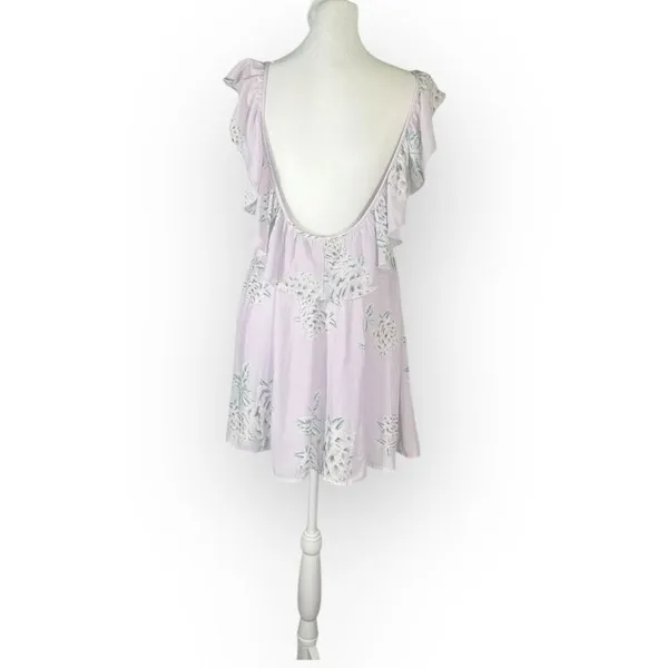 Show Me Your Mumu Delilah Mini Dress Women Small Lilac Floral Sleeveless Ruffle - Image 5