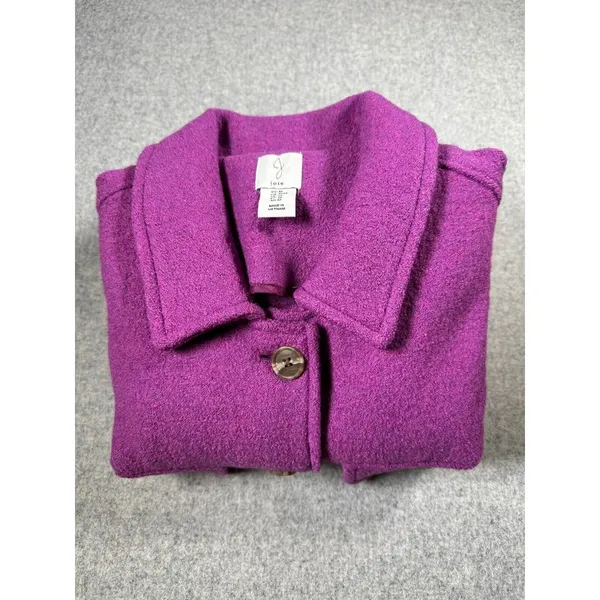 Joie Medium Jacket Button Boiled Wool Purple Pockets Shacket Womens Long Sleeve‎ - Image 3