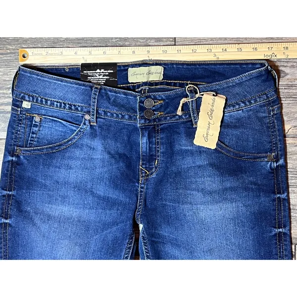 NWT Emerson Edwards Flare Boot Cut Jeans Dark Wash Size 32 Mid Rise Raw‎ Hem - Image 7