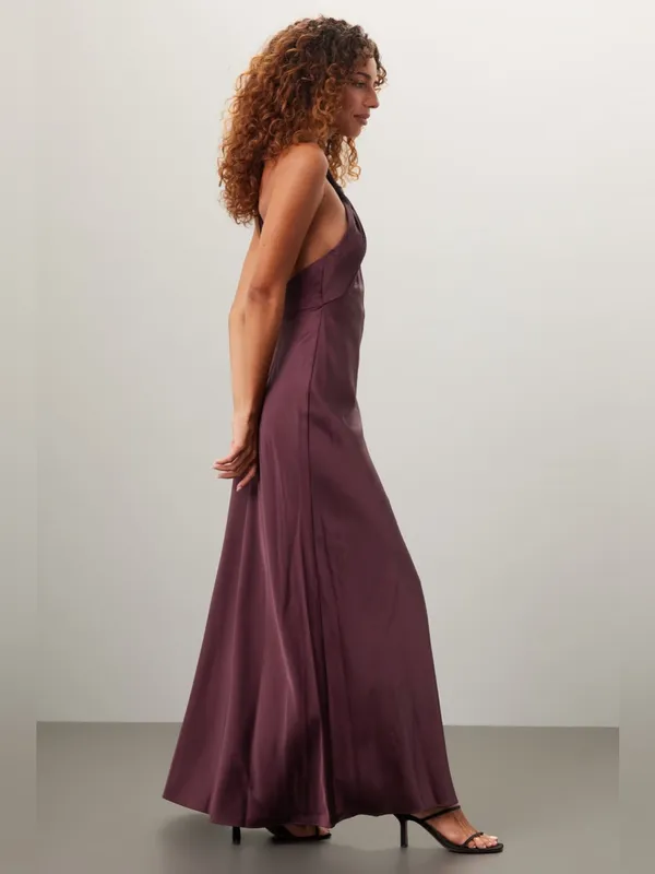 Liv Foster Satin Halter Gown burgundy - Image 6
