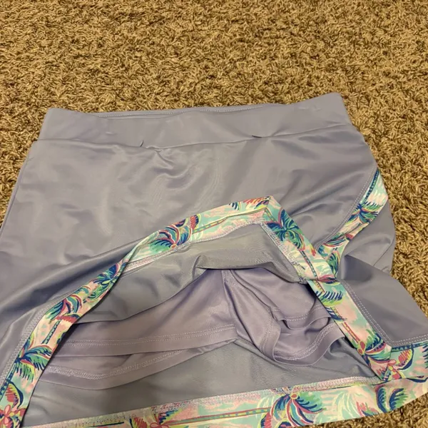 Stella Parker Golf Collection Skort Small Lavender Purple Floral Trim Zip Pocket - Image 2