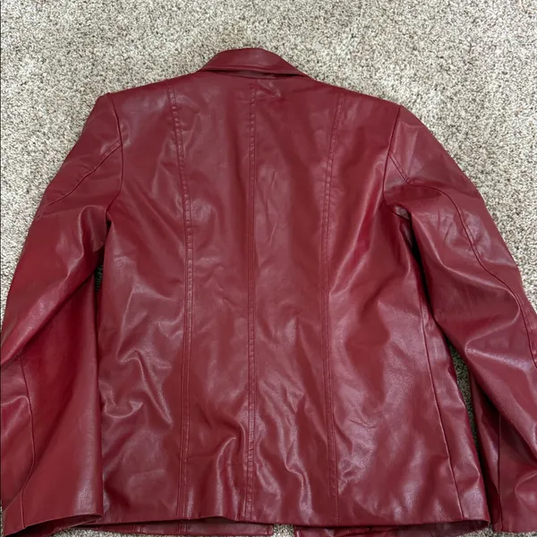 Vintage Faux Red Leather Jacket - Image 6