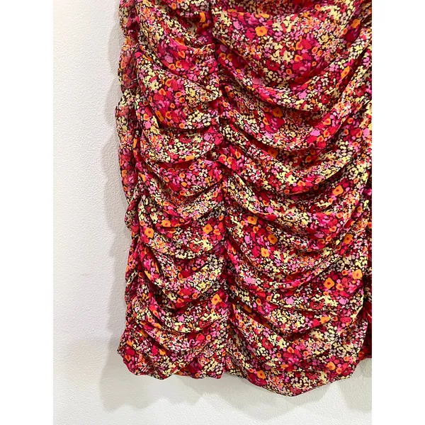 Forever‎ 21 Strapless Ruched Floral Mini Dress Y2K Bodycon Tube Sz M - Image 4