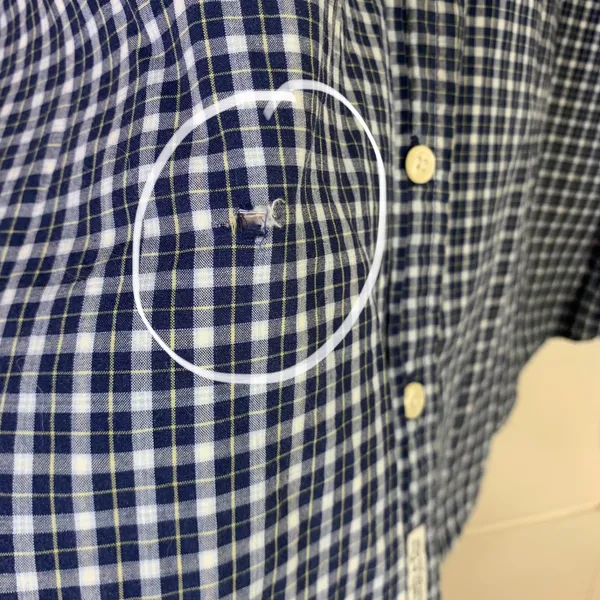 HOLE Abercrombie & Fitch Womens Blue Plaid Cotton Button Down Shirt LS - Image 4