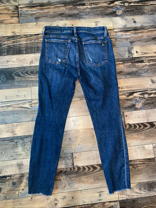 Sam Edelman The Kitten Mid Rise Dark Blue Distressed Skinny Jeans - Image 8