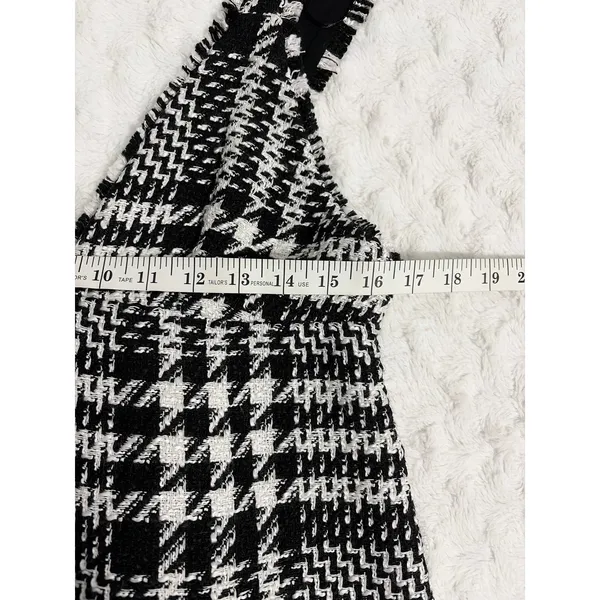 NEW Zara Black White Textured Houndstooth Tweed Pinafore Apron Mini Dress M - Image 9
