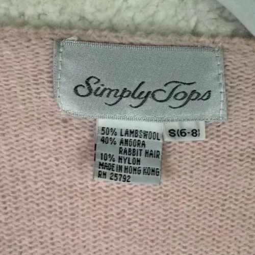 Vintage Simply‎ Tops Sweater Womens Small Pink V Neck Beaded Sequin Angora 80s - Image 5