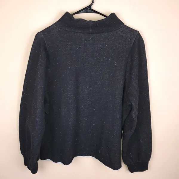 Madewell MWL Women’s Charcoal Gray White Speckled Knit Mock Neck Sweatshirt - Image 5