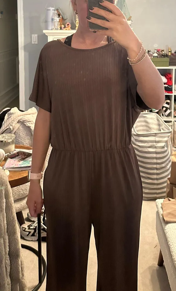 Brown Full Length Jumpsuit Size L - Image 2