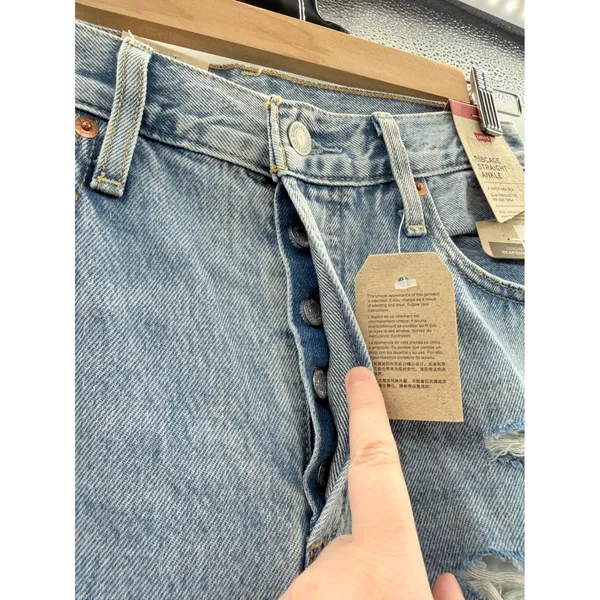 Levis NWT Ribcage Straight Ankle Jeans‎ Women's 28x27 High Rise Distressed - Image 2
