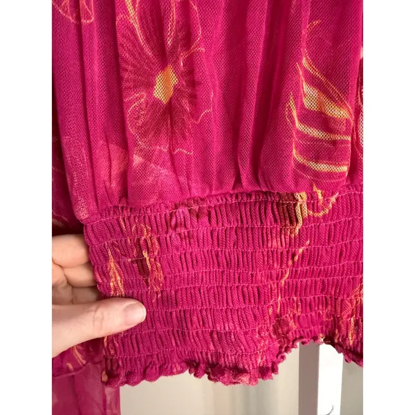 Free People Time For Shine Mesh Floral Smocked Crop‎ Top Fairycore Whimsy - Image 7