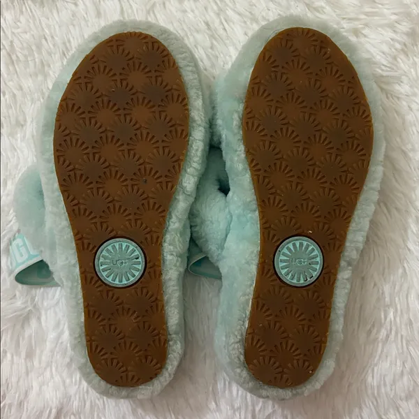 UGG Fluff Yeah Slides Fluffy Mint Green Slippers - Image 2