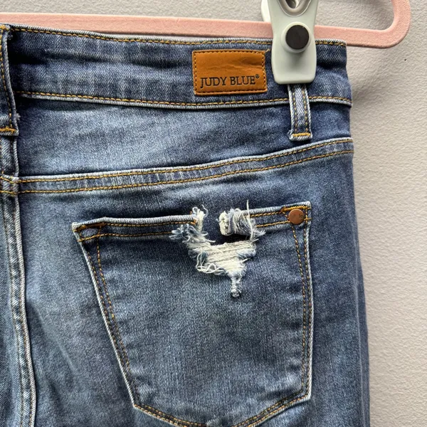 9/29 Judy Blue‎ Jeans Ripped Denim Skinny High Waisted Medium Blue JB82147MD - Image 8