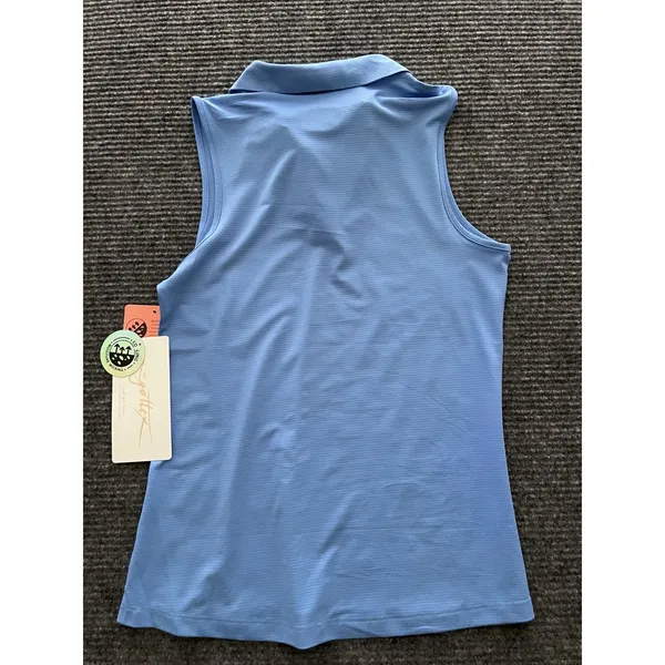 X By Gottex Womens Sleeveless Golf‎ Tennis Shirt V-Neck Ruffle Light Blue Small - Image 6