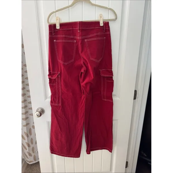 TRTR Red Cargo Pants with Contrast Stitching Size undefined - Image 2