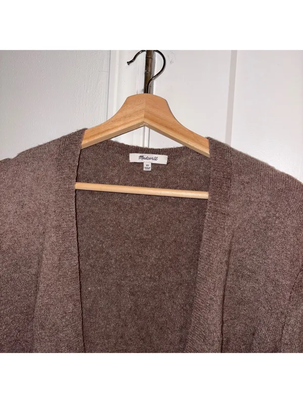 Madewell $110 Wool Alpaca Blend Woman’s XS Brown Open Front Cardigan Sweater - Image 2