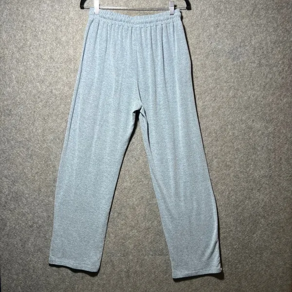 ACEVOG‎ Womens Large Blue Heathered Knit Wide Leg Lounge Pants Drawstring Waist - Image 8