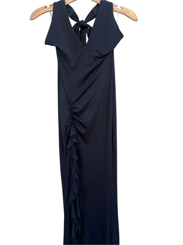 Peppermayo Black Halter Top High Slit Ruched Maxi Dress Size 4 New with Tags - Image 6