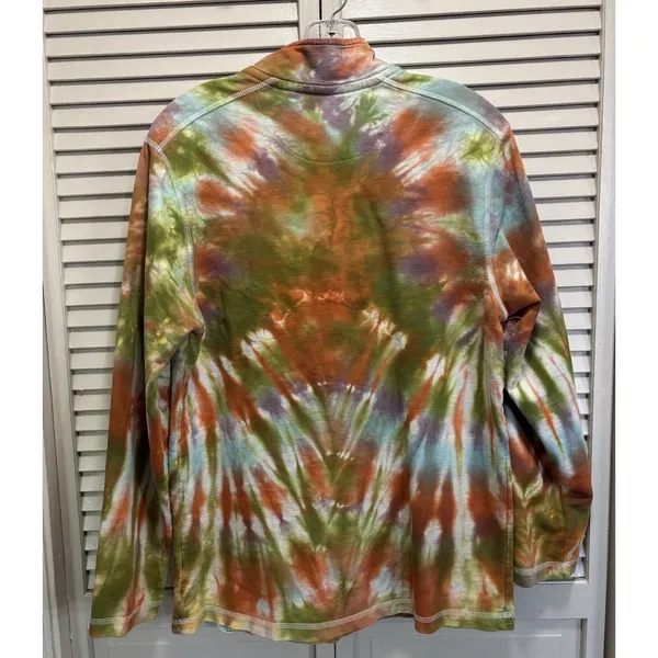 Faded Glory 1/4 Zip Sweatshirt Tie Dye Size M Long Sleeve Collar Cotton Boho‎ - Image 4