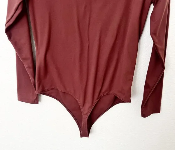[Abercrombie & Fitch] Brown Sweetheart Neckline Long Sleeve Bodysuit Sz Large L - Image 6