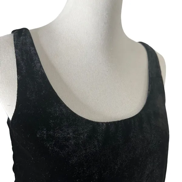 J.Crew 90s Whimsigoth Grunge Scoop Neck Plush Velour Tank‎ Top Shell 0 Black - Image 6