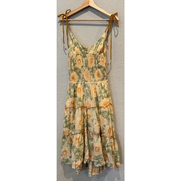Free People Adriel Tie Strap Tiered Midi Dress Size Small - Image 12