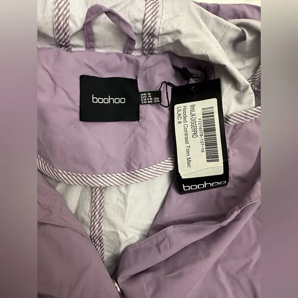 NWT Boohoo Hooded contrast Trim‎ Mac Lilac windbreaker size 4 - Image 5