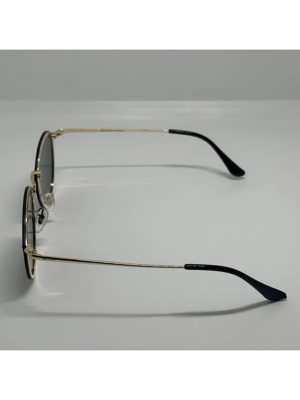 Ray-Ban RB3574 Black and Gold Round Sunglasses with Green Lenses - Image 7