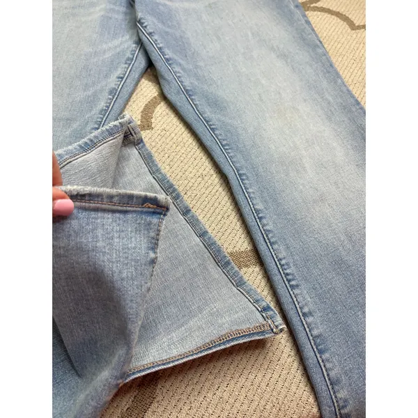 American Eagle Curvy Super High Rise Flare Jeans Stretch Slit Hem Size 10 - Image 4