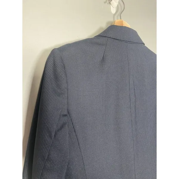 J Crew Pinstripe Wool‎ Blazer Navy Blue Womens Jacket Two Button Size 6 Office - Image 8