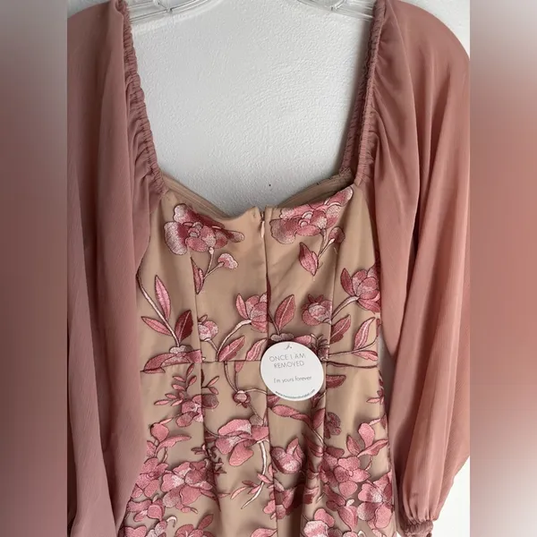 NWT Two Sisters Pink Floral Off-Shoulder Mini Dress Size 2 - Image 5